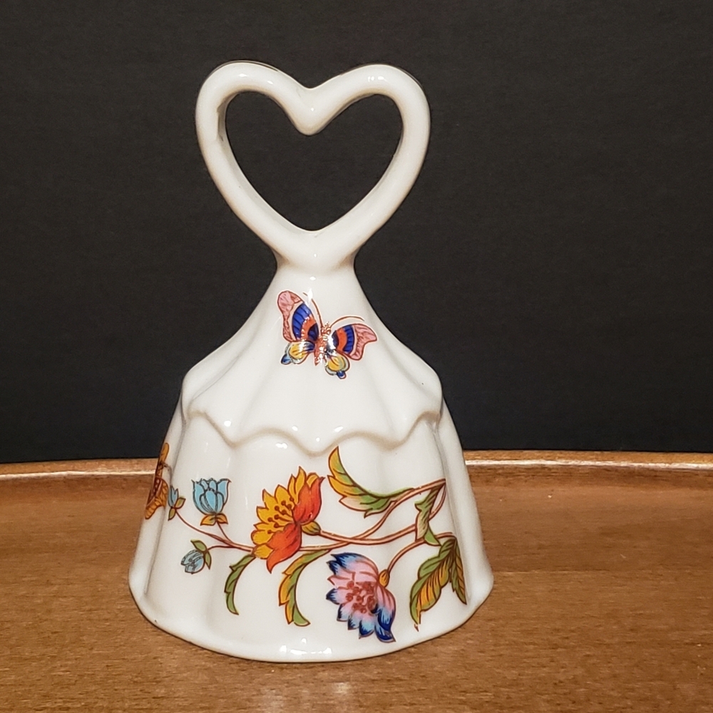 Vintage Ardalt Bone China Artware Korea Bell Heart Handle, Butterfly, Flowers